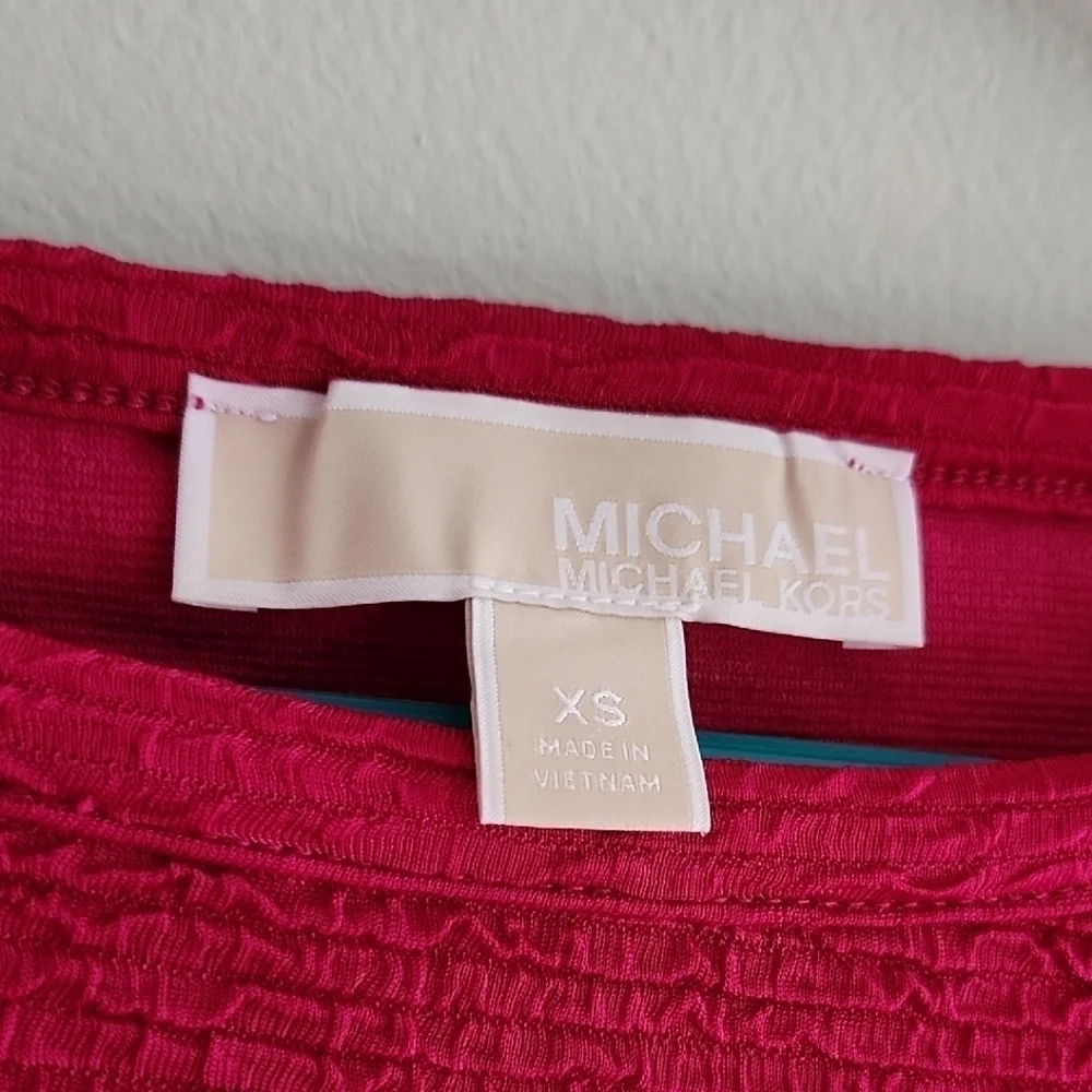 Michael kors hot pink Textured Three quarter length Flared sleeve Blouse